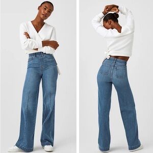 Spanx Seamed Front Wide Leg Jeans Vintage Indigo XL